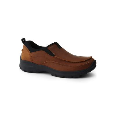 Men's Wide Width All Weather Suede Leather Slip On Moc Shoes - Lands' End - Tan - 8