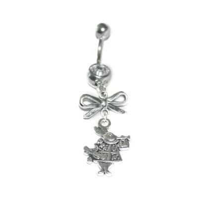 Disney Jewelry | Alice In Wonderland Rabbit Silver Bow Belly Ring | Color: Silver | Size: Os