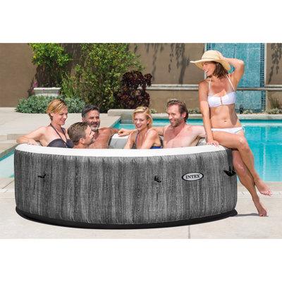 Intex Purespa Plus Inflatable 85 x 28 In Spa & Multi-Colored Led Light Plastic in Gray | 28 H x 85 W x 85 D in | Wayfair 28441EP + 28503E