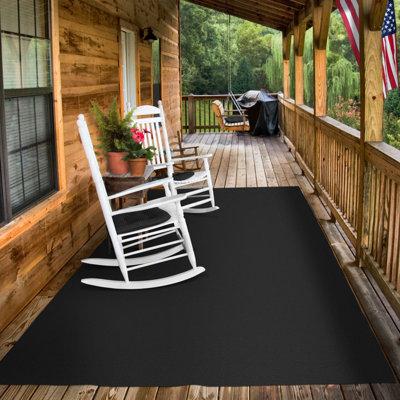 Black 180 x 72 x 0.25 in Area Rug - Latitude Run® Indoor/Outdoor Carpet w/ Rubber Marine Backing - Carpet Flooring Polyester | Wayfair