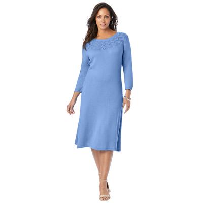 Plus Size Women's Pointelle Sweater Dress by Jessica London in French Blue (Size 22/24)