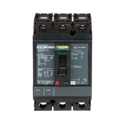 SQUARE D HDL36020 Molded Case Circuit Breaker, HD Series 20A, 3 Pole, 600V AC