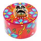 Skull in Red,'Papier Mache Skull Jewelry Box Made with Recycled Cardboard'
