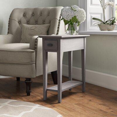 Charlton Home® Solid + Manufactured Wood Narrow Chairside Table Wood in Gray | 24 H x 10 W x 24 D in | Wayfair 7C8FFB6F1D40486E94396EC856BF8076