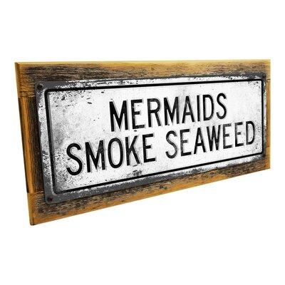 Trinx Retro Mermaids Smoke Seaweed by Homebody Accents - Print on Metal Wood in Brown | 13 H x 32.5 W x 0.75 D in | Wayfair