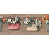 Red Barrel Studio® Garden Flowers Pots on Wooden Board 15' L x 10.5