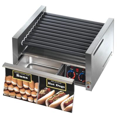Star 50SCBD Grill-Max 50 Hot Dog Roller Grill w/Bun Storage - Slanted Top, 120v, Stainless Steel