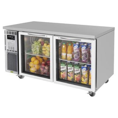 Turbo Air JUR-60-G-N 59" W Undercounter Refrigerator w/ (2) Sections & (2) Doors, 115v, Side-Mounted Compressor, Silver