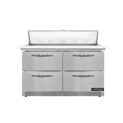 Continental SW48N12C-FB-D 48" Sandwich/Salad Prep Table w/ Refrigerated Base, 115v, 19" Cutting Board, Front-Breathing Condenser, Stainless Steel