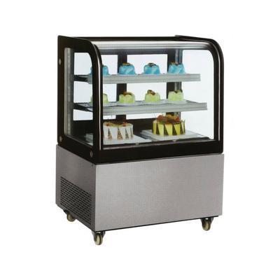 Omcan 40519 47 1/4" Full Service Bakery Display Case w/ Curved Glass - (3) Levels, 110v, Stainless Steel, 47.25" x 26.6" x 50", Silver