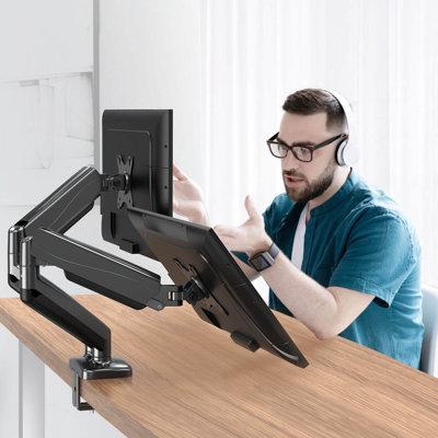 MOUNTUP Dual Monitor Desk Mount for 13"-32" Monitors in Black, Size 14.0 H x 19.0 W x 20.0 D in | Wayfair MP0005