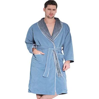 SEYANTE Men's Plush Lined Microfiber Robe - Luxury Hotel Robe, Knee Length, Warm Bathrobe - Quality Spa Robes For Men 100% Cotton | Wayfair