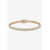 Women's Round Diamond Accent S-Link Tennis Bracelet Yellow Gold-Plated 7.5