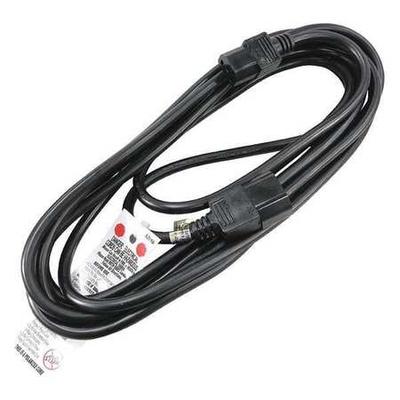 ZORO SELECT 5XFT3ID Power Cord, IEC C14, SJT, 15 ft., Blk, 10A, 18/3