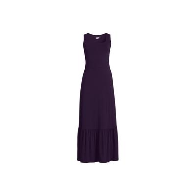 Women's Plus Size Cotton Modal Square Neck Tiered Maxi Dress - Lands' End - Purple - 1X