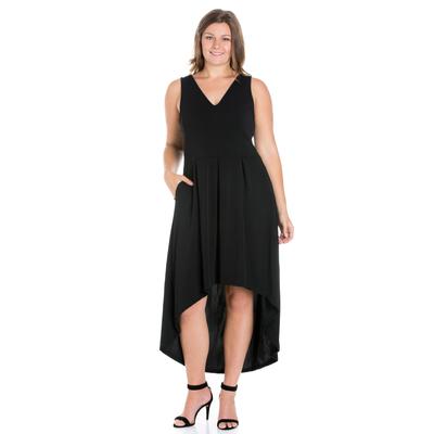 High Low Plus Size Party Dress with Pockets
