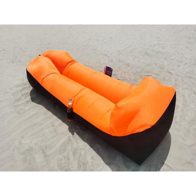 Ebern Designs Neivial Reclining Inflatable Chair Plastic in Orange | 20 H x 72 W x 20 D in | Wayfair A2AA41B2B224439480F1F61A9A79AA62