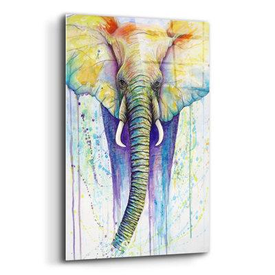 Bungalow Rose Epic Art 'Elephant Colors' By Michelle Faber, Acry Elephant Colors by Michelle Faber - Unframed Print Plastic/Acrylic | Wayfair