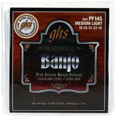 GHS PF145 Stainless Steel Banjo Strings - .010-.022 Medium Light 5-String