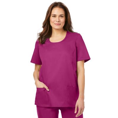 Plus Size Women's Scoopneck Scrub Top by Comfort Choice in Raspberry (Size L)