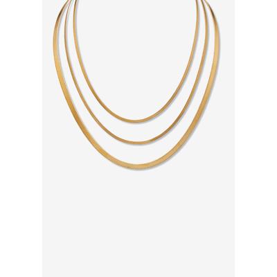 Women's Gold Ion-Plated Stainless Steel Multistrand Herringbone Necklace 15-17.5 Inch by PalmBeach Jewelry in Gold