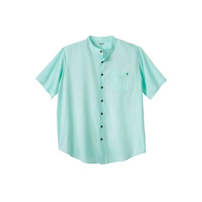Men's Big & Tall Short Sleeve Poplin Mandarin Collar Shirt by KingSize in Blue Tint (Size 8XL)