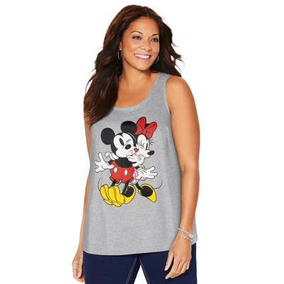 Plus Size Women's Sleeveless Mickey Minnie Hug Tank by Disney in Heather Grey Mickey Minnie (Size S)