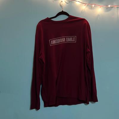 American Eagle Outfitters Shirts | American Eagle Maroon Long-Sleeve Graphic T-Shirt Men’s Xl | Color: Red | Size: Xl
