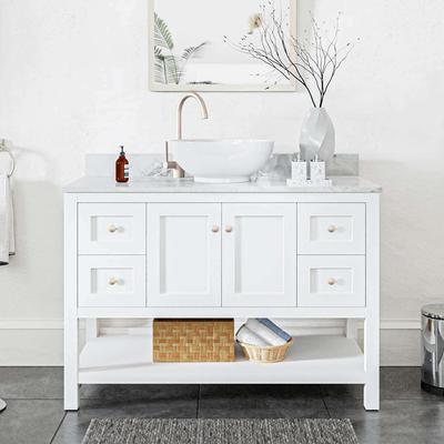 Randolph Morris Bristol 48 Inch Modern Console Vanity with Vessel Sink - White RM12-488WH-VWH