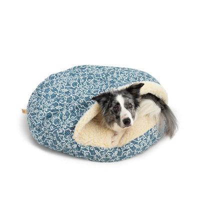 Snoozer Pet Products Wag Pool & Patio Cozy Caves Snoozer Indoor/Outdoor Round Cozy Cave Dog Bed Polyester/Synthetic Material in Blue/Black | Wayfair