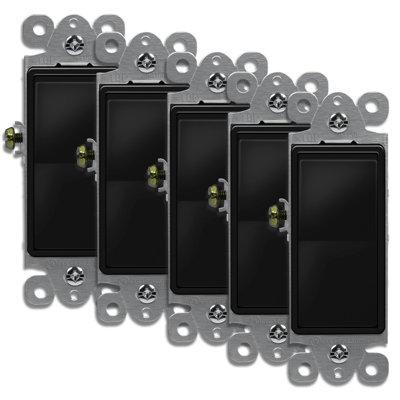 Enerlites 15-Amp 3-Way Rocker Light Switch in Black | 4.02 H x 1.04 W in | Wayfair 93150-BK-5PCS