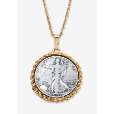 Men's Big & Tall Genuine Half Dollar Pendant Necklace In Yellow Goldtone by PalmBeach Jewelry in 1941