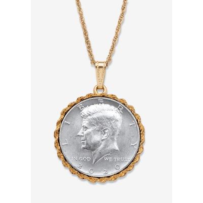 Men's Big & Tall Genuine Half Dollar Pendant Necklace In Yellow Goldtone by PalmBeach Jewelry in 2020