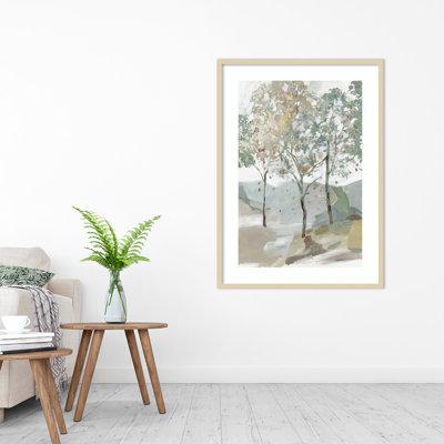 Red Barrel Studio® Breezy Landscape Trees II - Single Picture Frame Graphic Art Paper, Wood in Brown Green White | 41 H x 30 W x 1 D in | Wayfair