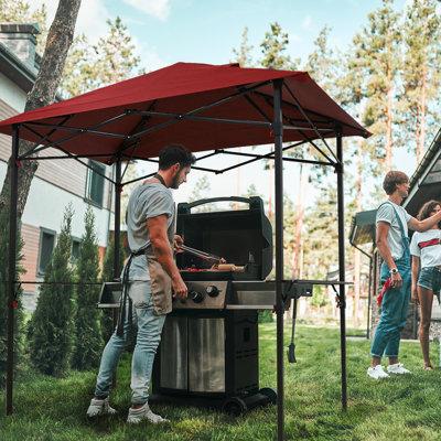 COOS BAY 8 Ft. W x 5 Ft. D Soft Top Steel Pop Up Grill Gazebo Metal/Steel/Soft-top in Red | 100.8 H x 96 W x 60 D in | Wayfair CB40PUBBQ-RED-AZ
