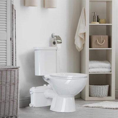 SUPERFLO Macerating Toilet System, Two Piece Upflush Toilet for Basement w/ AC & 4 Water Inlets in White | 30.7 H x 14.5 W x 19.6 D in | Wayfair