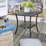 Winston Porter Arbesa Side Table Metal/Wicker/Rattan/Mosaic in Black/Gray | 21.7 H x 23.6 W x 23.6 D in | Outdoor Furniture | Wayfair