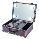 IMPRESSIONS VANITY · COMPANY Slay Case 3.0 Vanity Travel Case w/ Lights & Mirror Cosmetic Organizer Box in Brown | Wayfair IVCS-SLAYCASEV3BT-WMOC