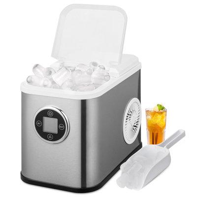 MoNiBloom Self Cleaning + Timer Countertop Bullet Shape Qiuck Ice Maker Machine 26lbs/24hrs, Crystal in Gray/White | 13 H x 9.5 W x 14 D in | Wayfair