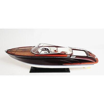 Old Modern Handicrafts Riva Rivarama E.E. Model Boat Wood in Black/Brown/White, Size 11.0 H x 37.0 W x 10.5 D in | Wayfair B089
