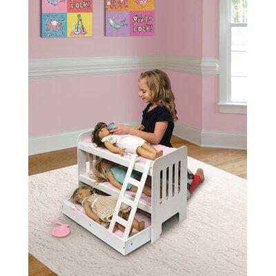 Badger Basket Trundle Doll Bunk Bed w/ Ladder & Free Personalization Kit - White/Pink Wood in Brown | 18 H x 23.25 W x 11.75 D in | Wayfair 01857