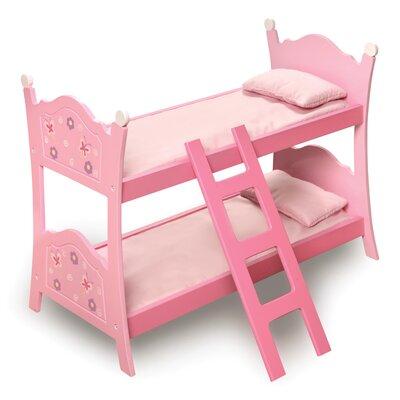 Badger Basket Blossoms & Butterflies Doll Bunk Bed w/ Ladder Wood in Brown/Pink, Size 17.0 H x 11.5 W x 22.5 D in | Wayfair 01854