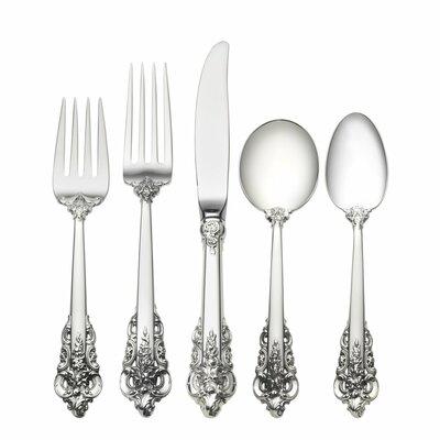 Wallace Grand Baroque 5 Piece Sterling Silver Flatware Set, Service for 1 Sterling Silver in Gray | Wayfair W1061504