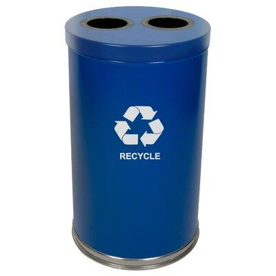 Witt Metal Recycling Multi Compartment 36 Gallon Recycling Bin Stainless Steel in Blue | 33 H x 18 W x 18 D in | Wayfair 18RTBL-2H