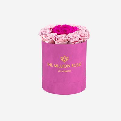 Basic Hot Pink Suede Box | Light Pink & Neon Pink Mini Roses