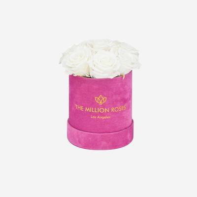 Basic Hot Pink Suede Box | White Roses