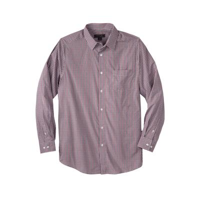 Men's Big & Tall KS Signature Wrinkle-Free Long-Sleeve Dress Shirt by KS Signature in Rich Burgundy Gingham (Size 18 1/2 33/4)