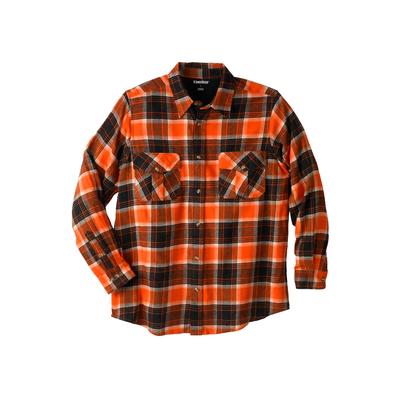 Men's Big & Tall Plaid Flannel Shirt by KingSize in Burnt Orange Plaid (Size 4XL)