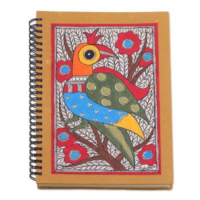 Peacock Majesty,'Madhubani Style Blank Handmade Paper Journal'
