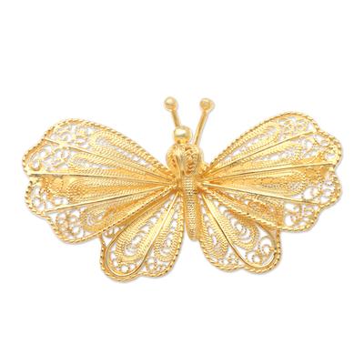 Butterfly Radiance,'Gold-Plated Sterling Silver Butterfly Brooch'